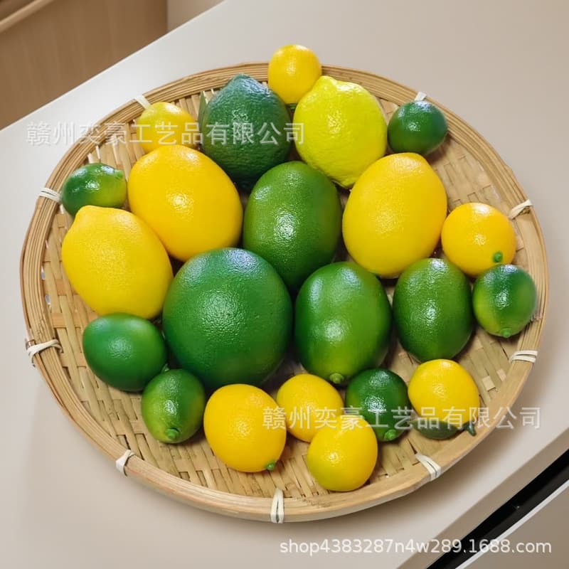 Factory Self-Sale Simulated Lemon Models Fake Lemons Fruit Shop Bubble Tea Store Decorations Yellow Lemons Green Lemons Photography