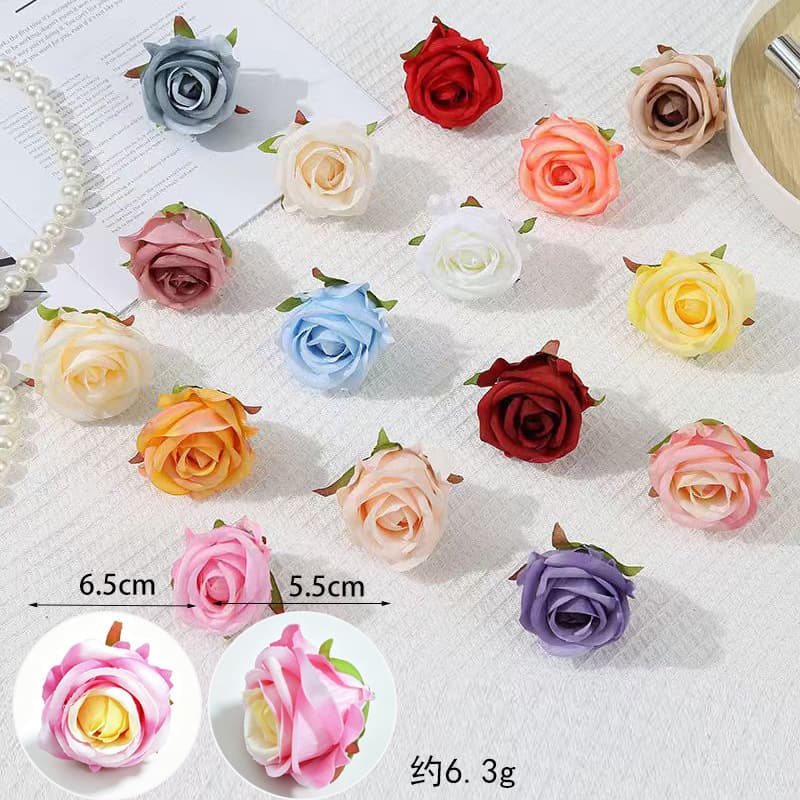 Cross-border 6cm mini fake flowers simulated rose head finished accessories flower head garland car flower wedding corsage