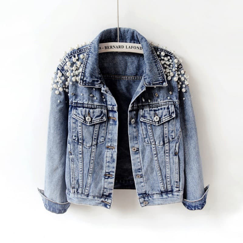 2024 Spring And Autumn New Style Korean Fashionable Heavy Duty Embroidery Loose Fit Denim Jacket Women's Long Sleeve Top