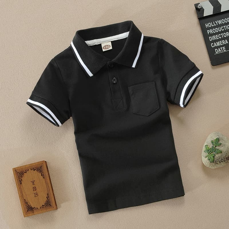 0-6 Years Infant Polo Shirt with Pocket Short Sleeve 100% Cotton Children's Class A Top Summer T-Shirt