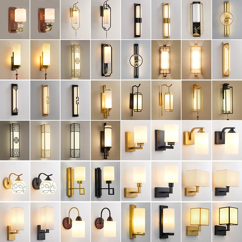 New New Chinese Style Wall Lamp Living Room Background Wall Modern Minimalist Hotel Bedroom Bedside Lamp Staircase Corridor Light Antique