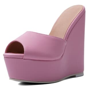 European and American cross-border trade pink sexy wedge thick-soled plus size 47 wedge high-heel sandals