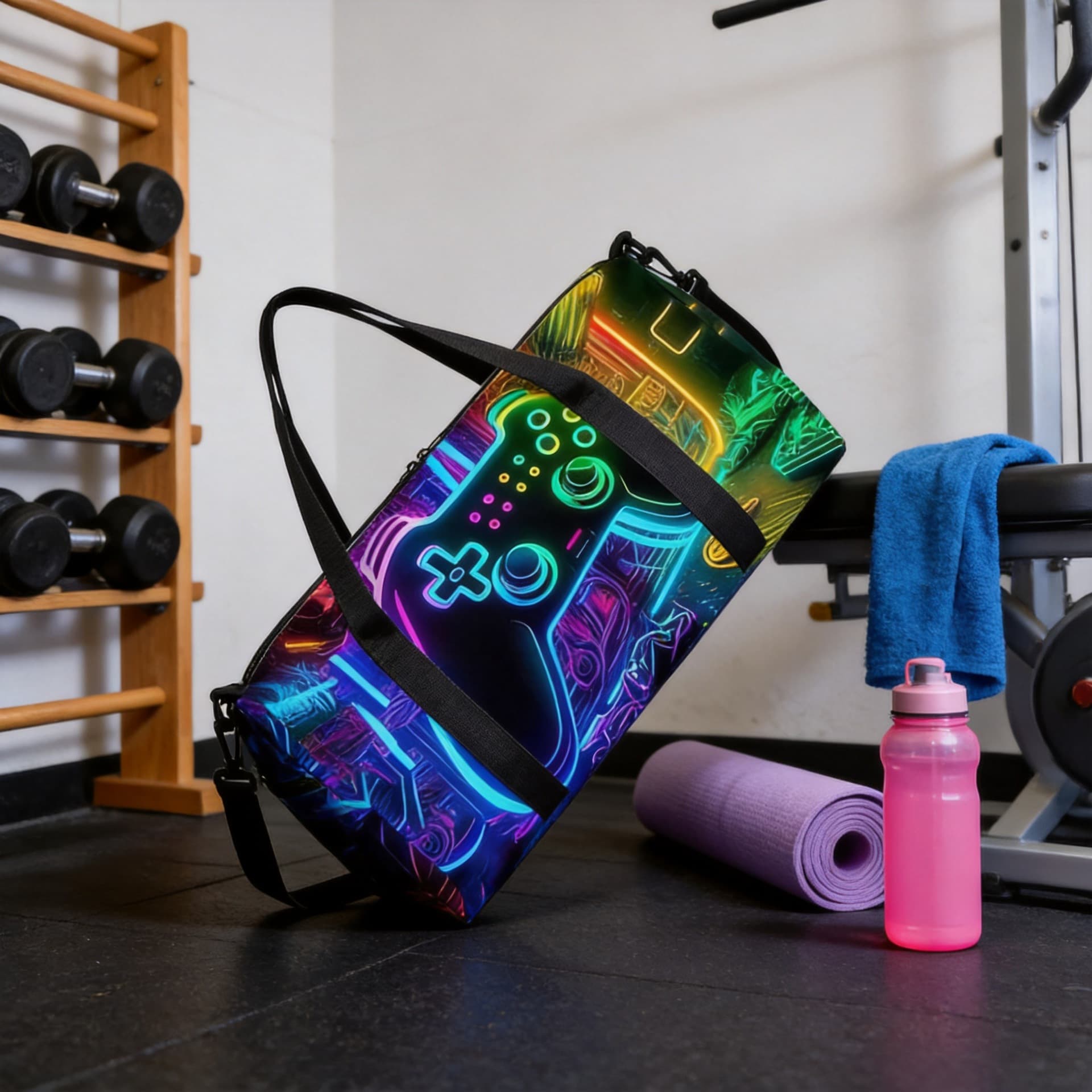 Cross-Border Best-Selling Game Console Game Over Pattern Travel Bag Yoga Bag Outdoor Sports Storage Bag