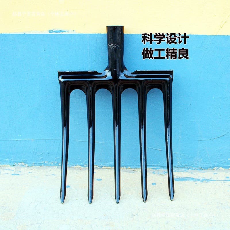 Soil Turning and Loosening Manual Ground Breaking Labor-Saving Four-Prong Fork, High-Strength Fork Head, for Digging Onions and Garlic, Agricultural Fork