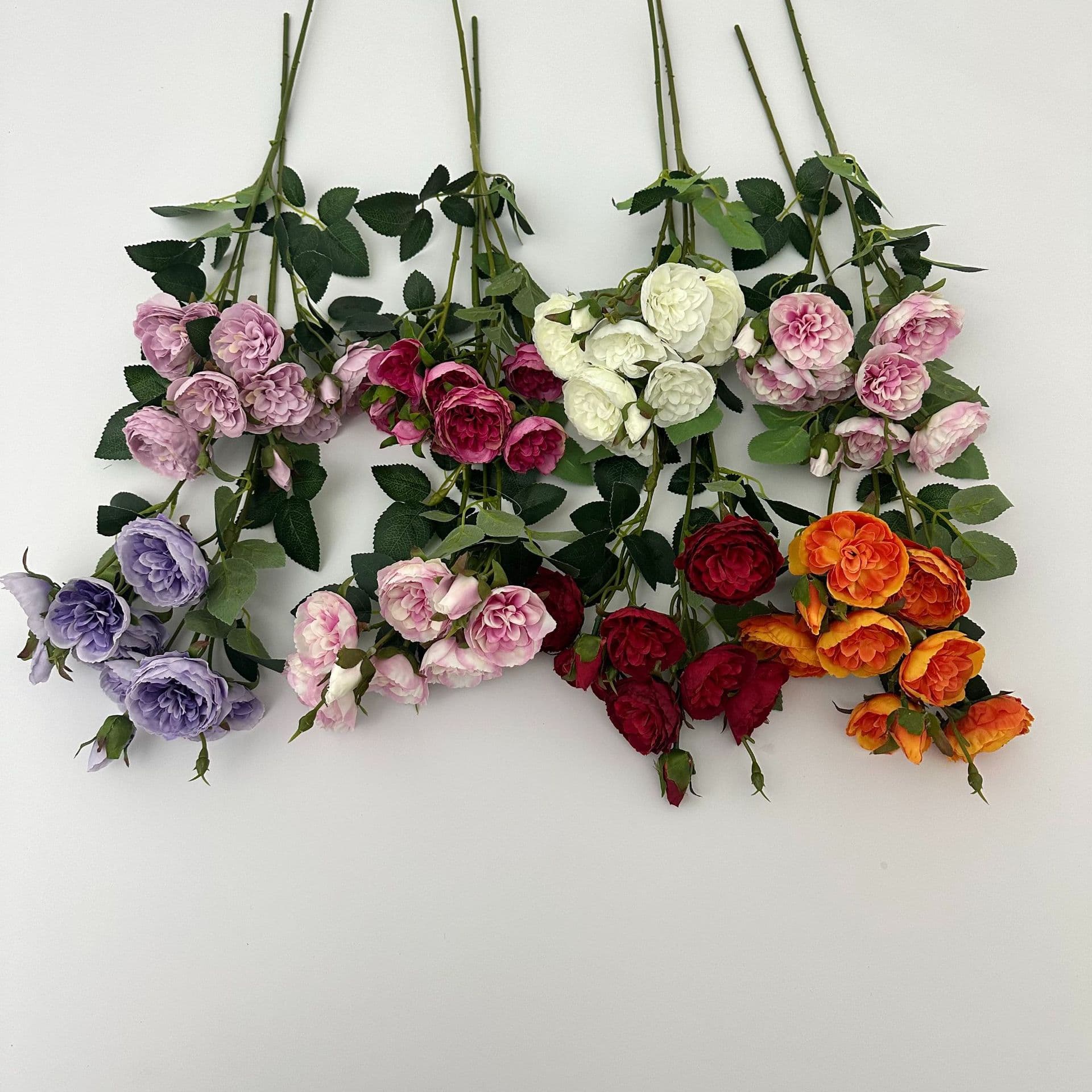 Cross-border 7-head Austin Rose Artificial Flowers for Wedding Background Wall, Outdoor Soft Decoration Arrangement