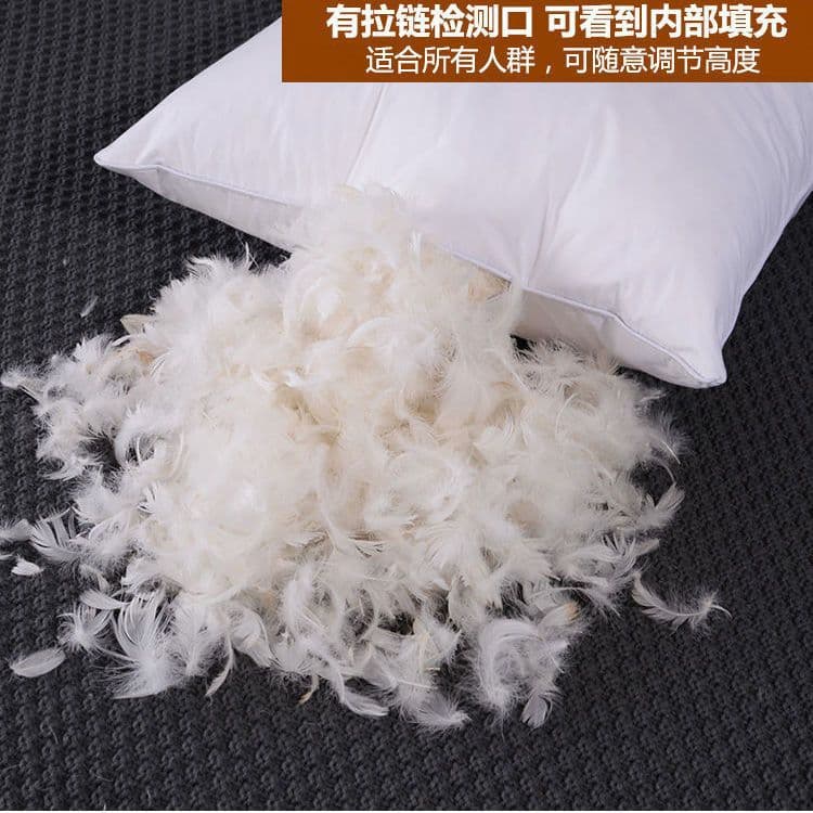 Exported to Europe and America, white goose down pillow core, five-star hotel goose feather and silk velvet pillow, single neck support, cross-border e-commerce.