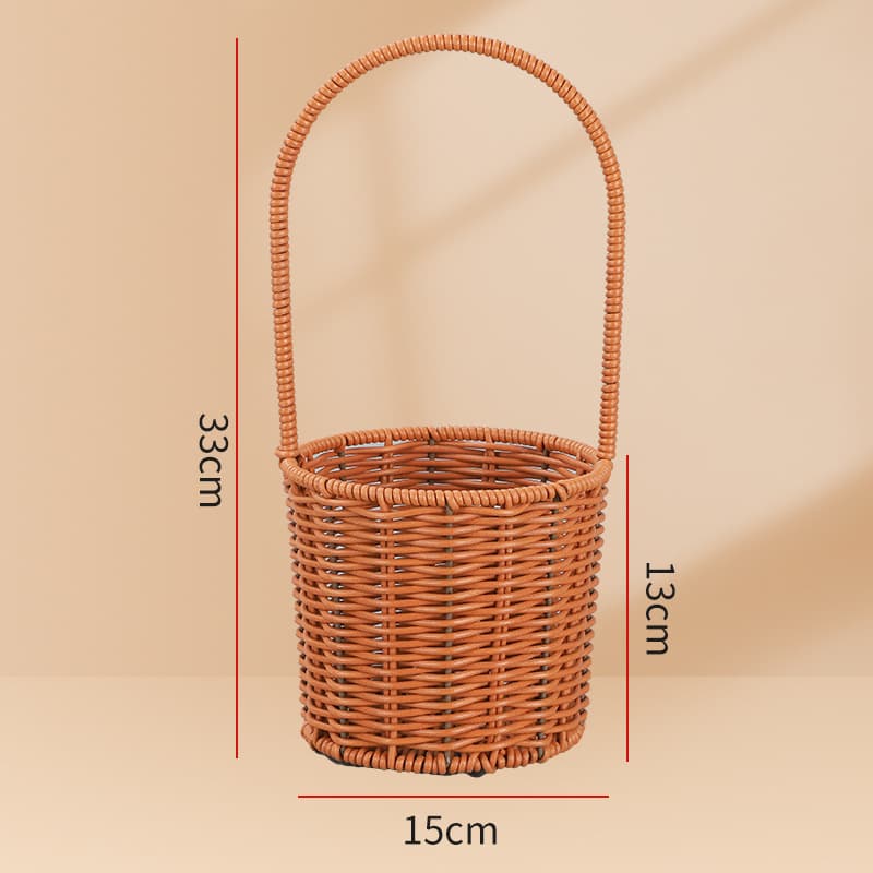 Imitation Rattan Handwoven Flower Basket, Rustic Series Handheld Flower Basket for Fresh Flowers and Green Plants, Living Room Decoration Ornament Cross-border