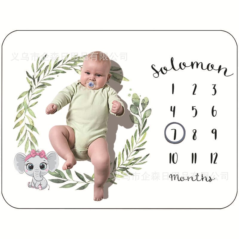 Baby Milestone Photography Blanket, Flannel Month Photo Background Blanket, Baby Growth Memory Blanket, Stroller Cover Blanket
