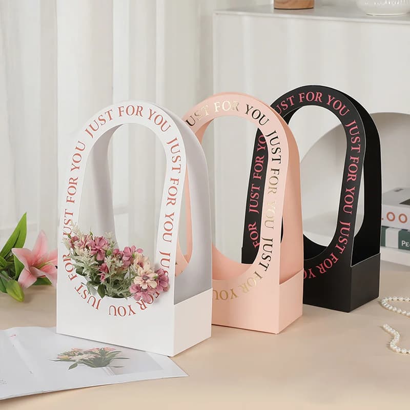 Valentine's Day Flower Bouquet Packaging Handbag Potted Succulent Flowers Flower Arrangement Packaging Box Gift Bag Wholesale