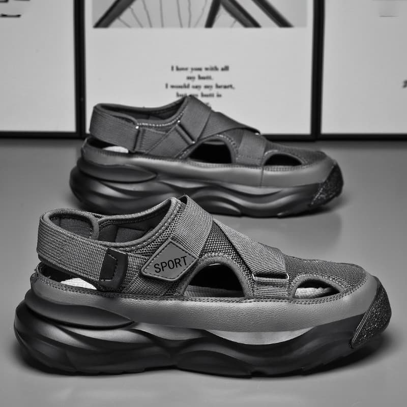 Large Size Cross-Border Men's Sandals Casual Versatile Youth Breathable Trendy Hollow Cool Velcro Sandals