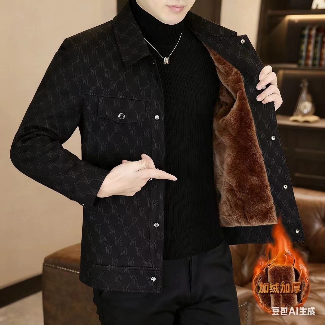 High-end wool coat for men, 2025 new style, stand-up collar casual jacket, autumn and winter business wool coat, thickened coat, trendy.