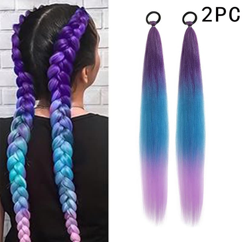Export Wig Ponytail for Women Long Hair Christmas Ponytail Extension Braided Colorful Ponytail Wig