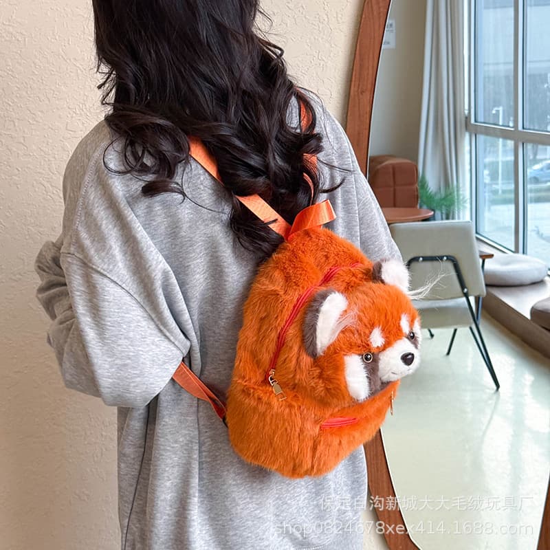 Global cross-border cheap cartoon backpack plush red panda large capacity doll internet celebrity flower plush school bag