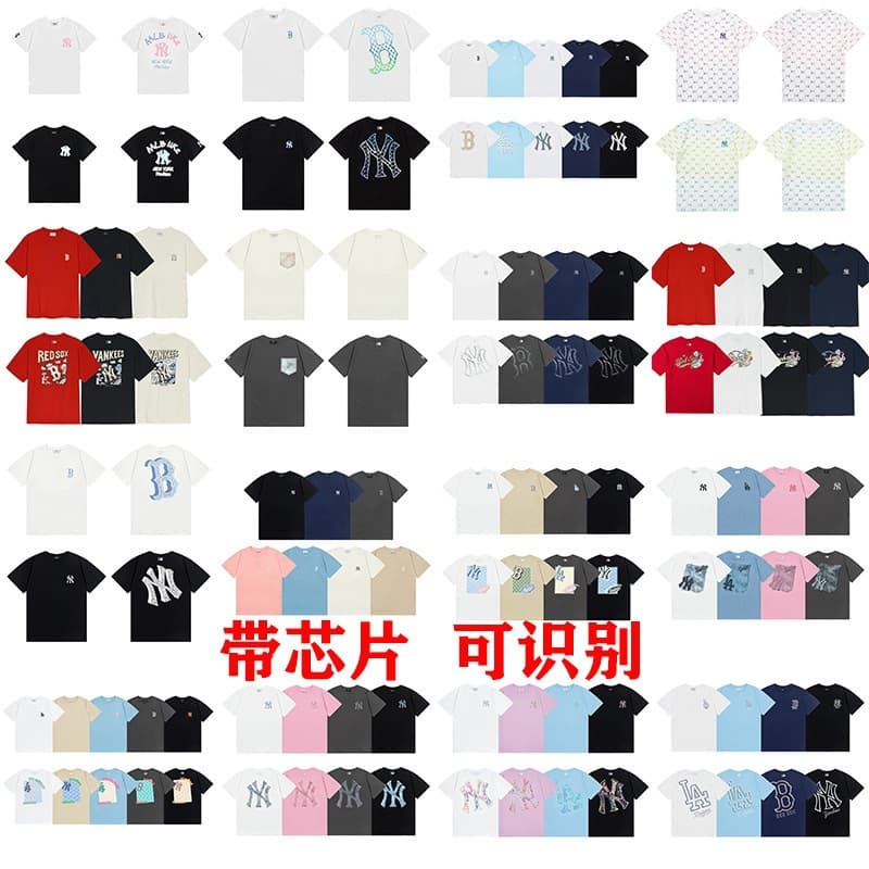 Cross-Border Korean New MLB Large Printed Logo on the Back NY Short-Sleeved T-Shirt for Men and Women, Couple Style, Embroidered Casual Half-Sleeve