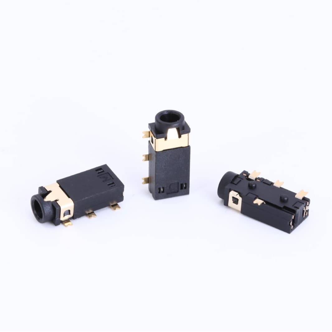 PJ-242 SMD 2.5mm Headphone Jack 6P Gold-Plated SMD Gold-Plated 4-Pole Headphone Dual-Channel Audio Socket
