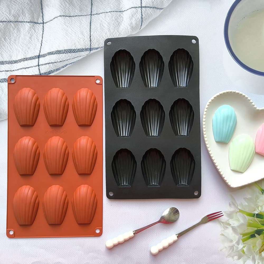 Silicone 9-Cavity Shell Chocolate Mold DIY Madeleine Candy Pudding Biscuit Cake Mold