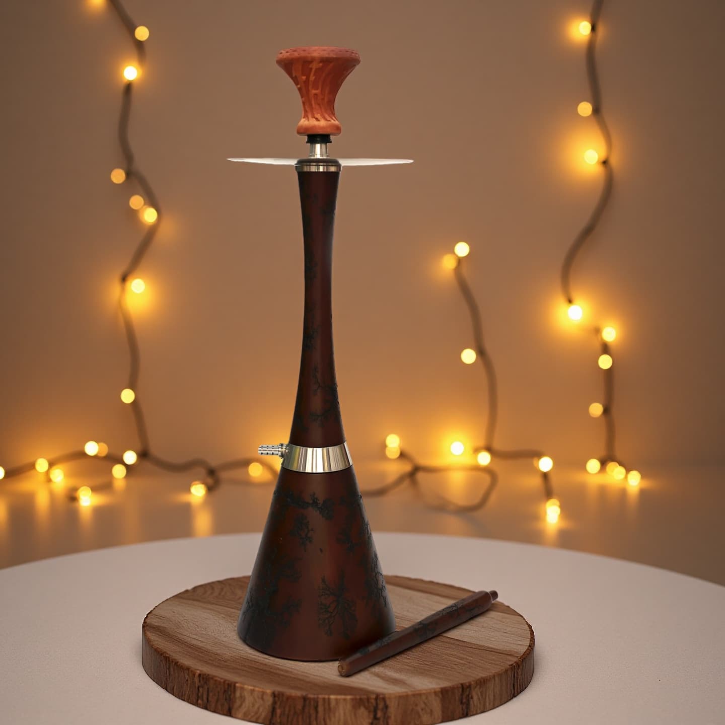 Cross-border Product Wood Arabic Water Pipe Electric Shock Wood Grain Hourglass Shape Water Pipe Wood Shisha Hookah