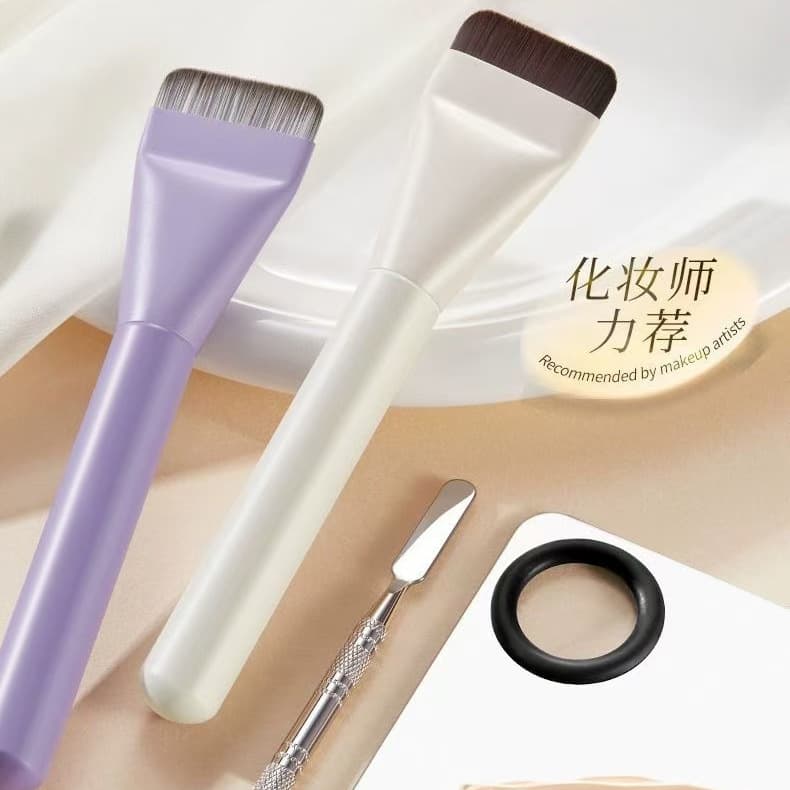 Ultra-Thin Flat Head Makeup Brush Foundation Liquid Dish Brush Seamless Concealer Brush Long Handle Plastic Handle Cosmetic Brush