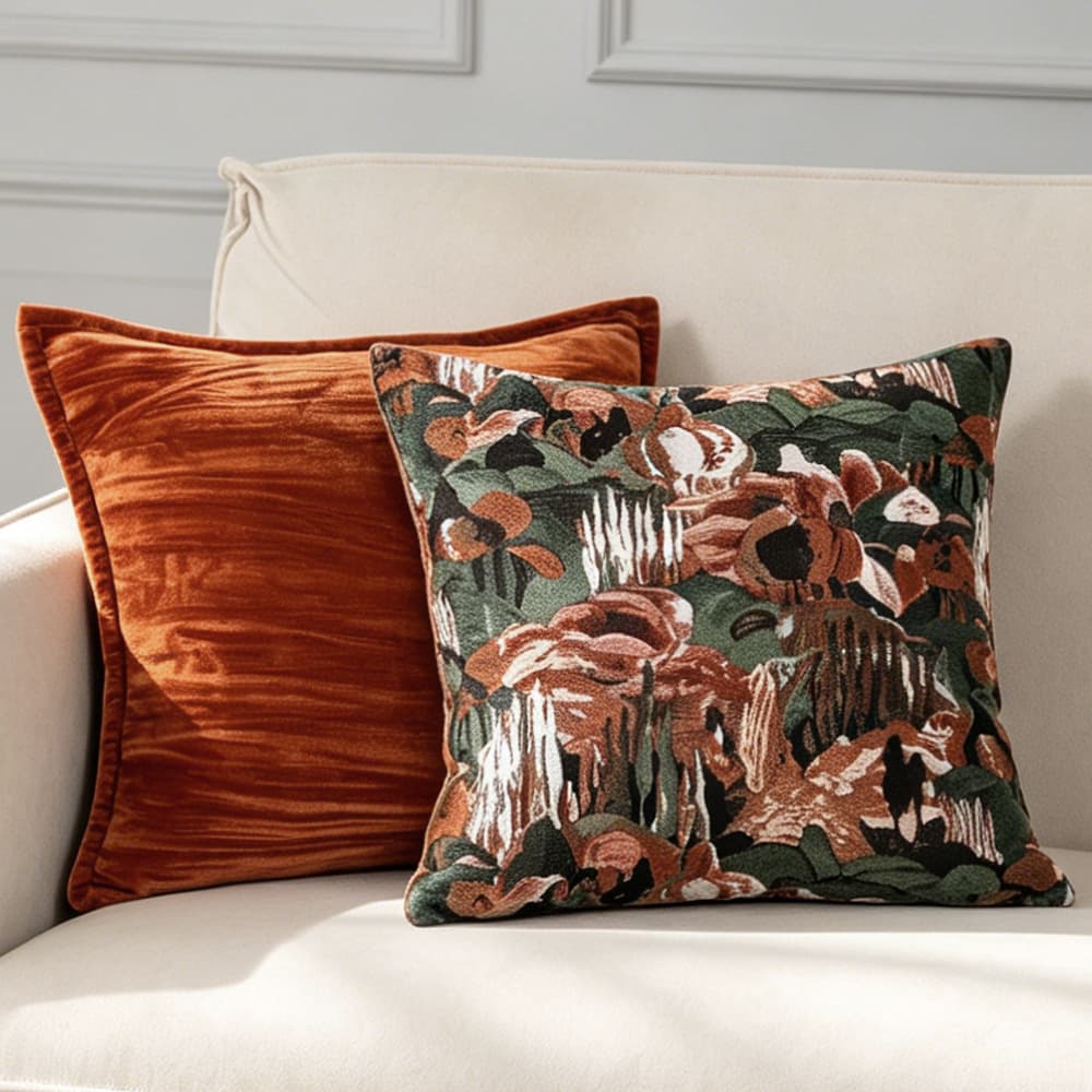 Cross-border Yarn-dyed Monet Throw Pillow Living Room Flowing Velvet Edge Cushion Quilted Sharp Corner Wave Cushion Cover Bed Cushion