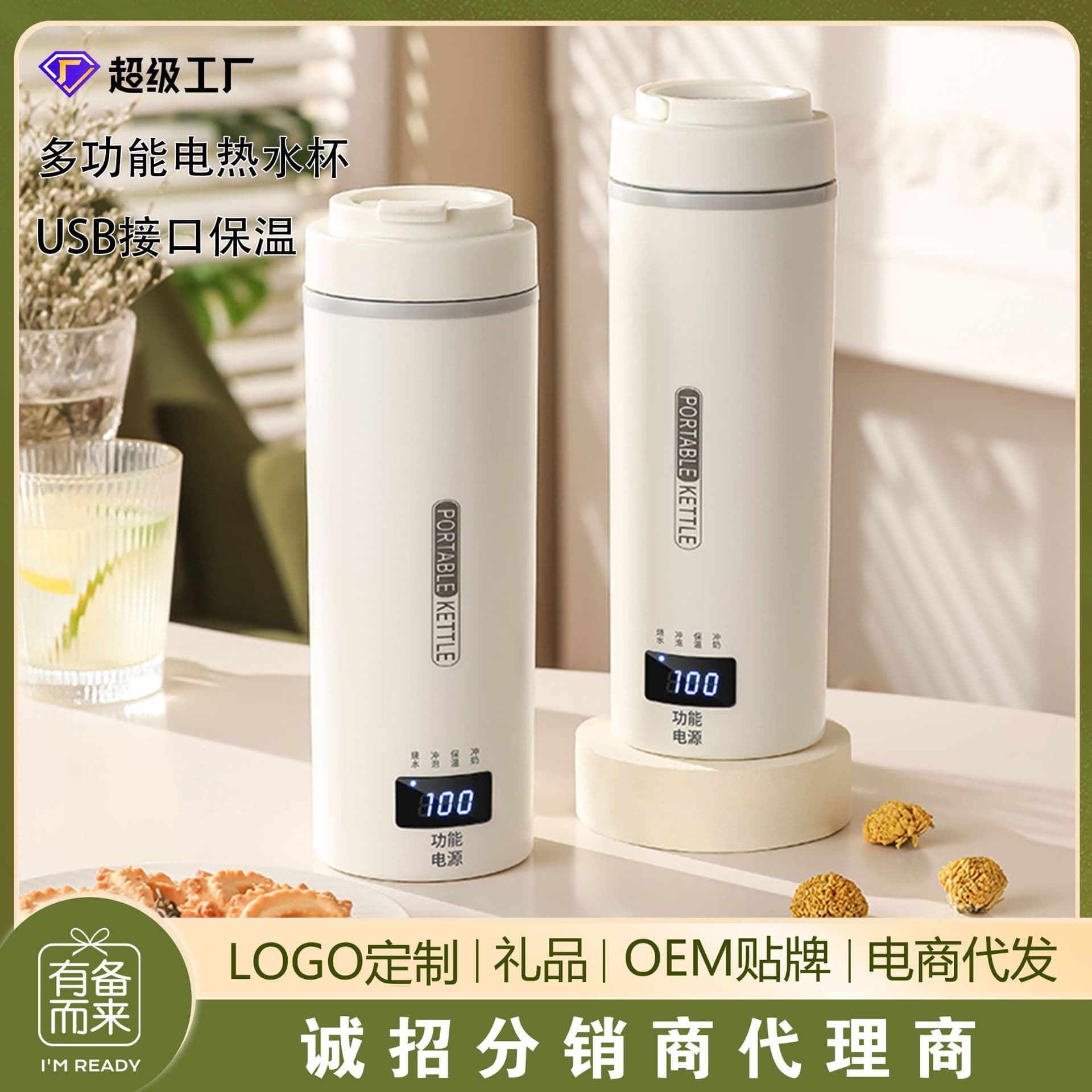 Portable USB Travel Kettle, Small Electric Heating Cup with Constant Temperature, Insulated Hot Water Bottle for Dormitory