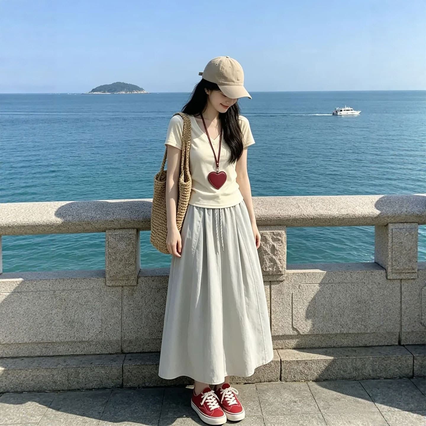 Khaki Cargo Skirt for Women Summer New Petite High Waist Wrinkle-Resistant Ice Silk Skirt Plus Size Slimming Long Skirt