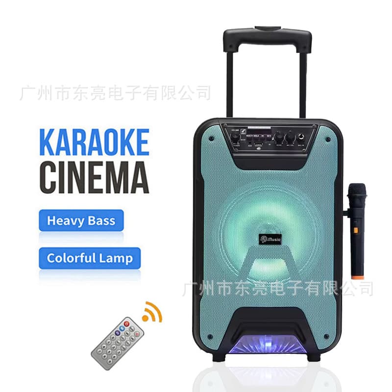 TTD-8257 Outdoor Trolley Bluetooth Speaker with Stand Wireless Microphone Cross-Border Iron Mesh Subwoofer Speaker