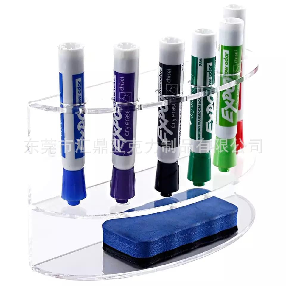 Factory Direct Acrylic Dry-Erase Marker Holder 2-Tier Transparent Marker Storage Rack for School Office Home