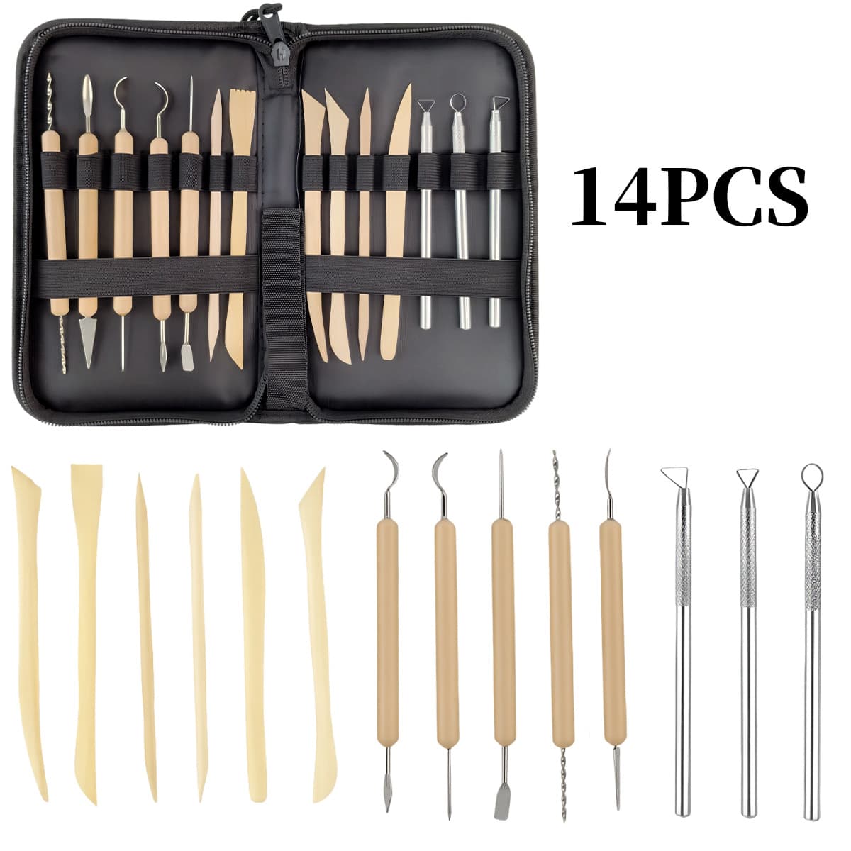 Cross-border Pottery Tool 40-Piece Roll-Up Set DIY Clay Modeling Sculpting Tool Kit