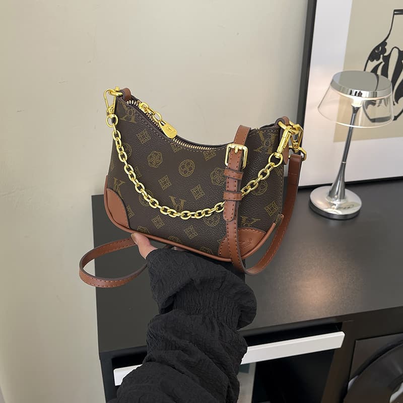 Cross-border high-end bag for women 2025 new retro printed dumpling bag light luxury women's shoulder bag diagonal cross bag trendy