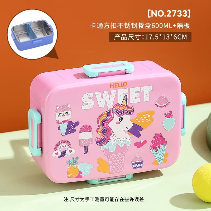 Children Lunch Box Cartoon 304 Stainless Steel Lunch Box Student Lunch Box Kids Soup Bowl Bento Box