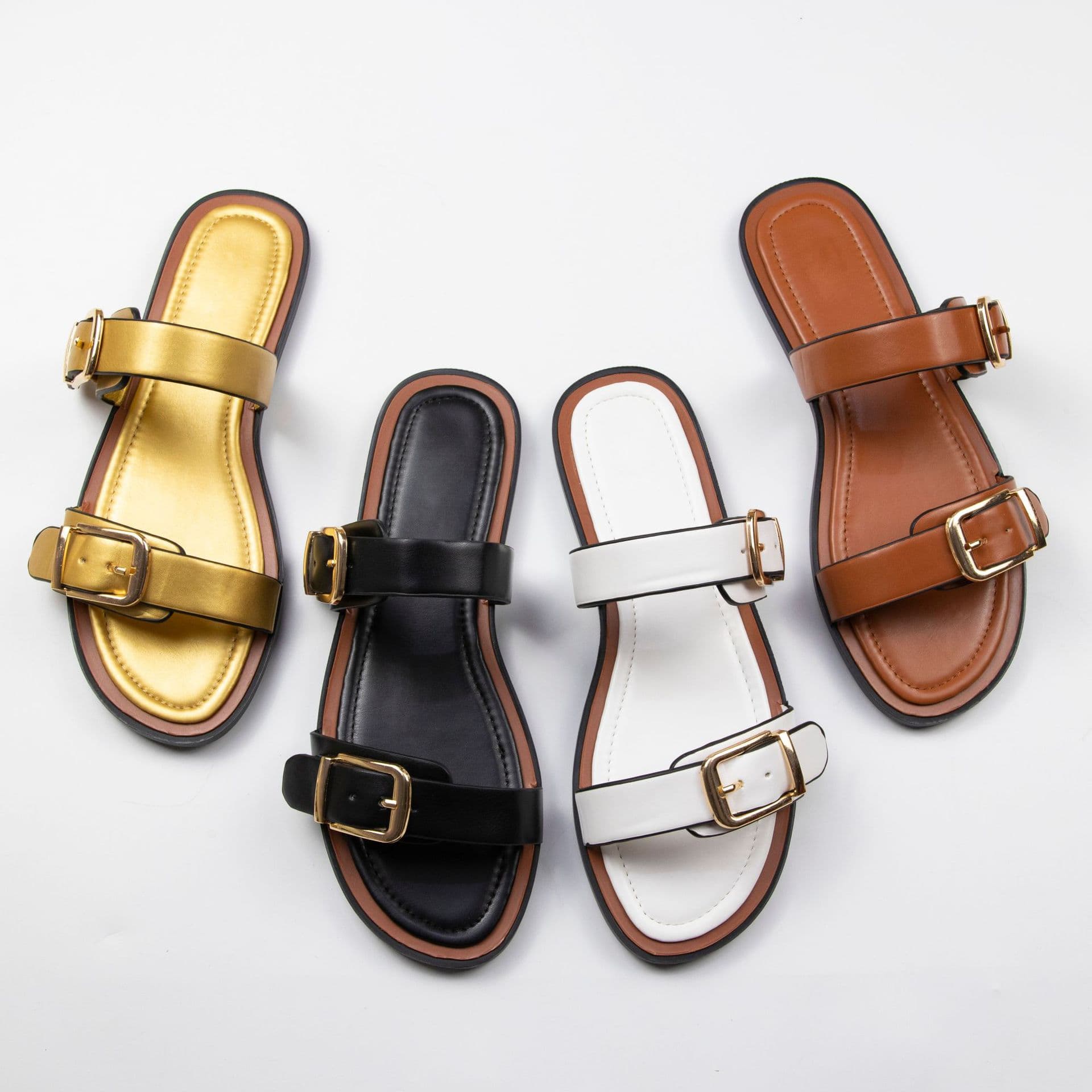 Women's 2025 Cross-Border New Style Sandals with Decorative Buckle, Slippers for Outdoor Summer Wear