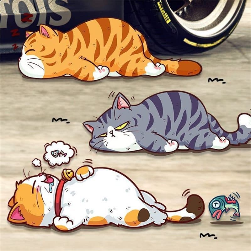 Cross-border temu cartoon funny cat car stickers pet cat car stickers personalized flat cat motorcycle body stickers