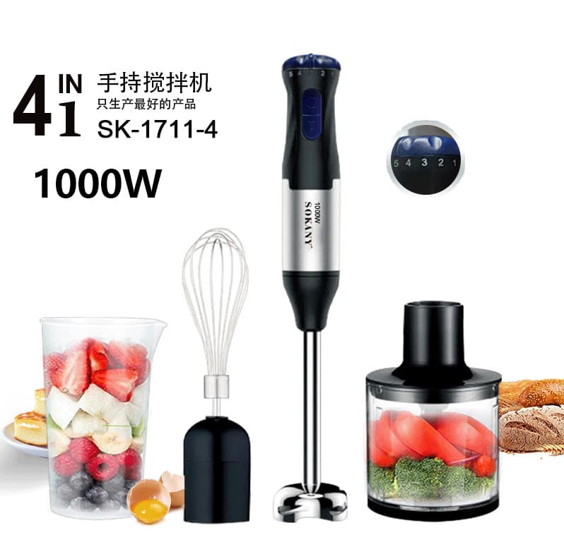 Cross-border Export 5-Speed Adjustable 4-in-1 Blender Food Processor Hand Mixer Meat Grinder