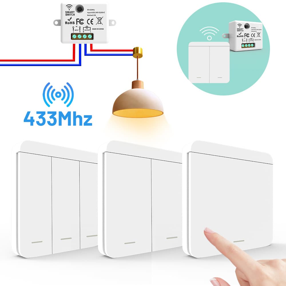 Household Single/Dual Control Remote Smart Wireless Switch No Wiring Required 86 Panel Battery Adhesive Light Switch