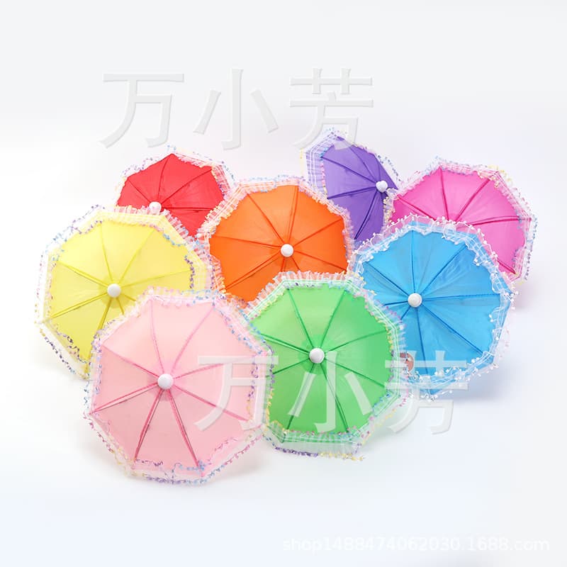Miniature umbrella with lace trim, 27cm diameter; decorative umbrella for hanging from the ceiling; mini dancing umbrella.