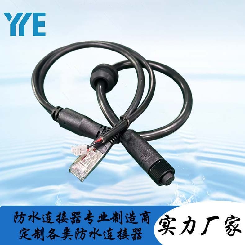 M12 12-Pin One-to-Two RJ45 and PH2.0 Waterproof Cable, Network Wiring, Customizable