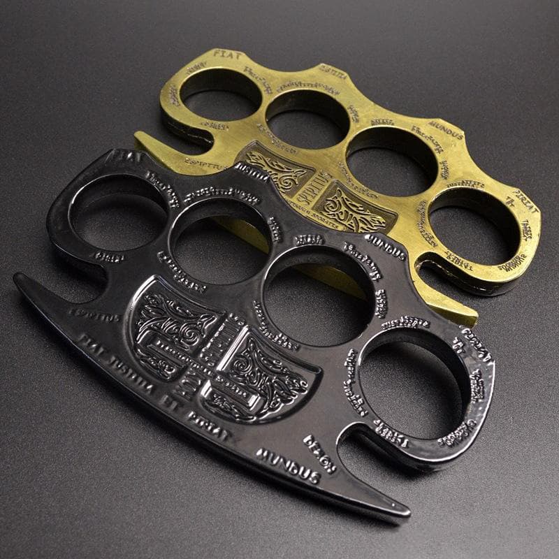 Outdoor strong metal weighted thickened finger tiger hand buckle boxing buckle camping defense ring boxing glove ring boxing broken window