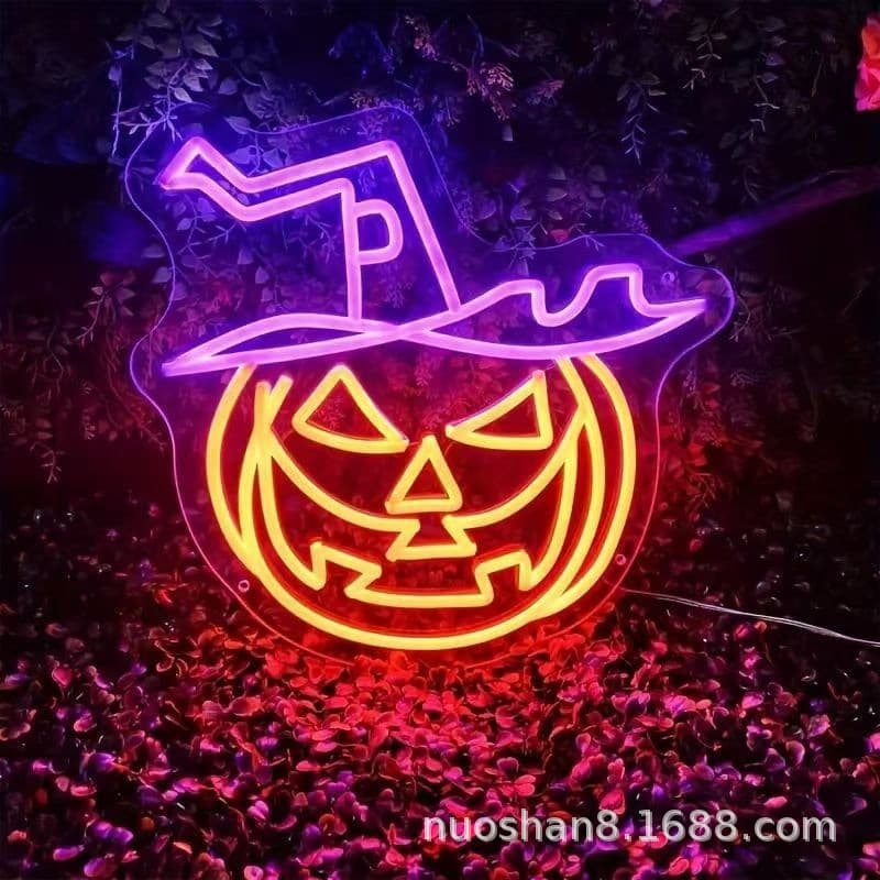 Amazon Halloween Hot Selling Neon Light Pumpkin Ghost Skeleton Atmosphere LED Letter Decoration Light Cross-border