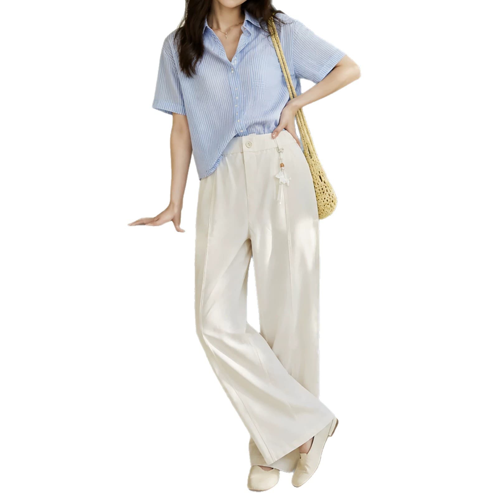 Cool Feel Ankle Pants 2026 Summer New Women's Trousers Thin Versatile Women's Pants Elastic Waist Loose Casual Pants