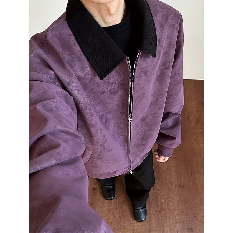 2026 New Bane Style Tie-Dye Leather Jacket Streetwear Patchwork Jacket Loose Fit Men Women Vintage Relaxed Wholesale