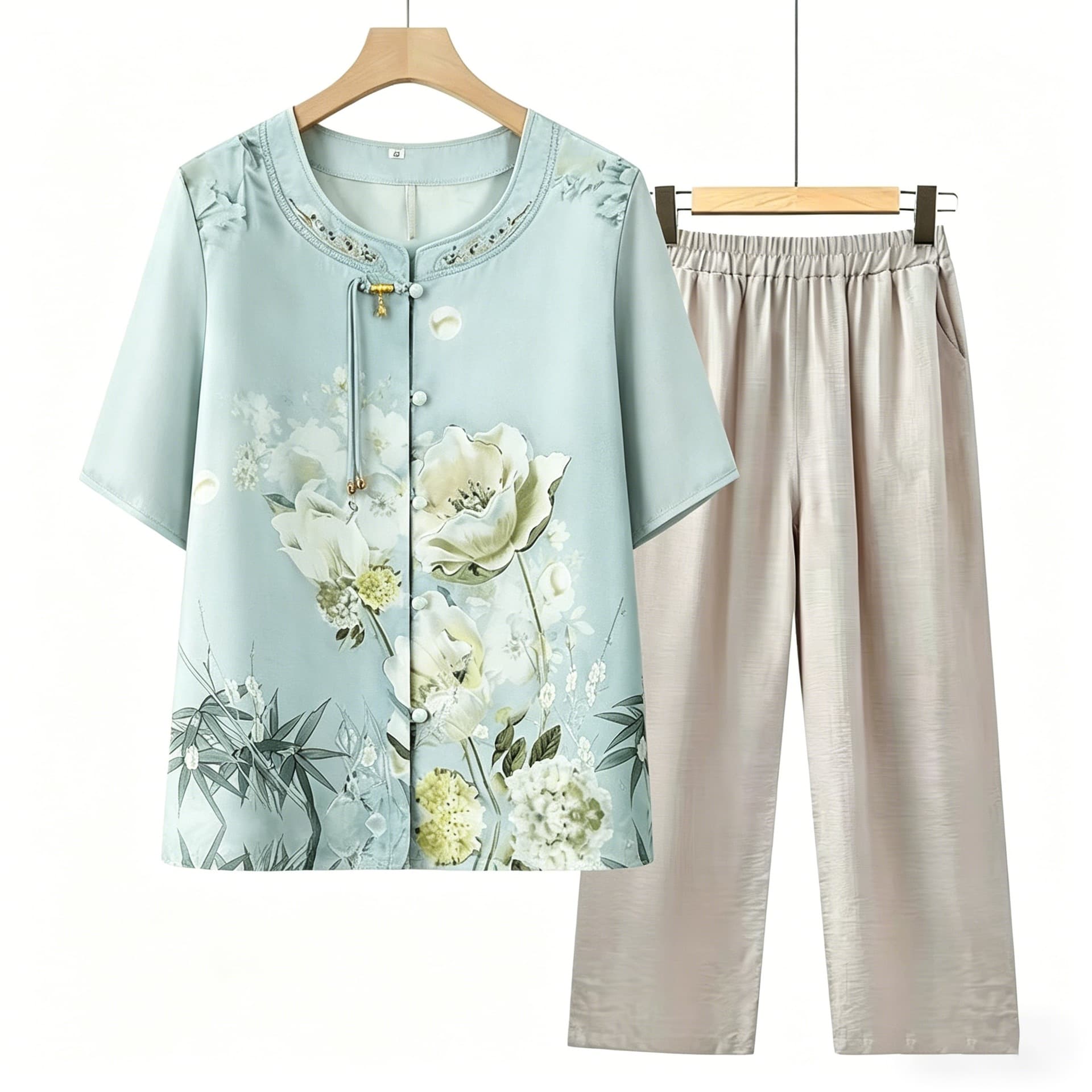Summer New Grandmother Blouse Chinese Style Mother Short Sleeve Top Fashionable Elderly Women Summer Wear