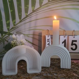 10069 Rainbow Long Candle Holder Desktop Decorative Cement Plaster Mold DIY Silicone Mold