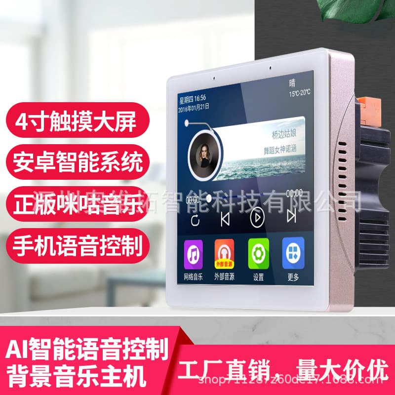 4-inch I6 Voice-Controlled Smart Background Music Host Amplifier for Home and Hotel Voice Control of Home Equipment