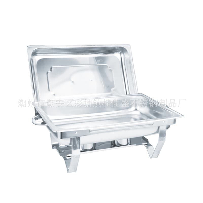 Rectangular and Oval Combination Food Warmer, Hotel Breakfast Buffet Warmer with Flip Lid and Alcohol Stove