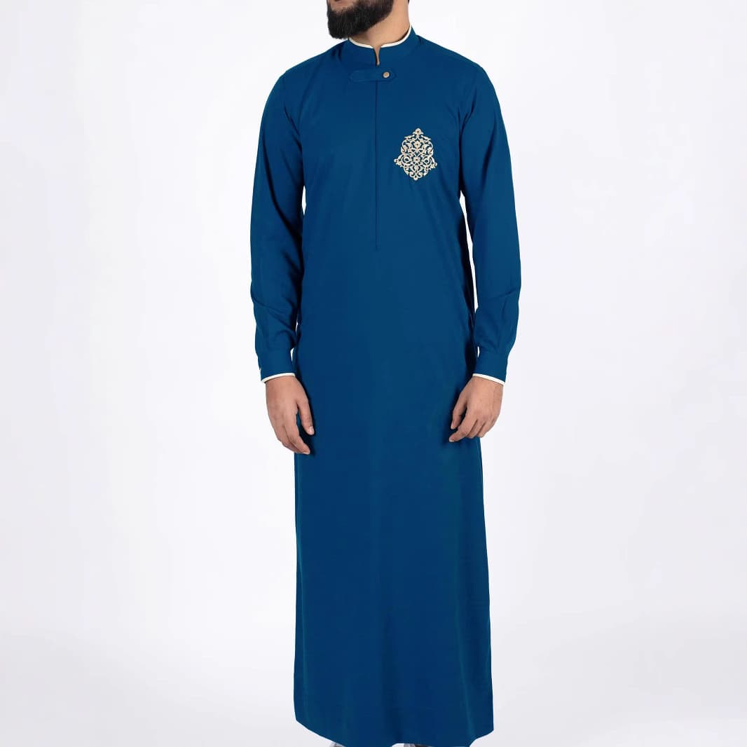 2025 New Middle Eastern Robe, Cross-border Trade, Embroidered Ethnic Style, Moroccan Men's Robe with Pockets