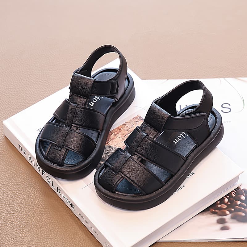 Children's Soft Leather Sandals 2026 Summer New Style Boys Sandals Closed Toe Lightweight Non-slip Soft Sole Water-friendly Girls