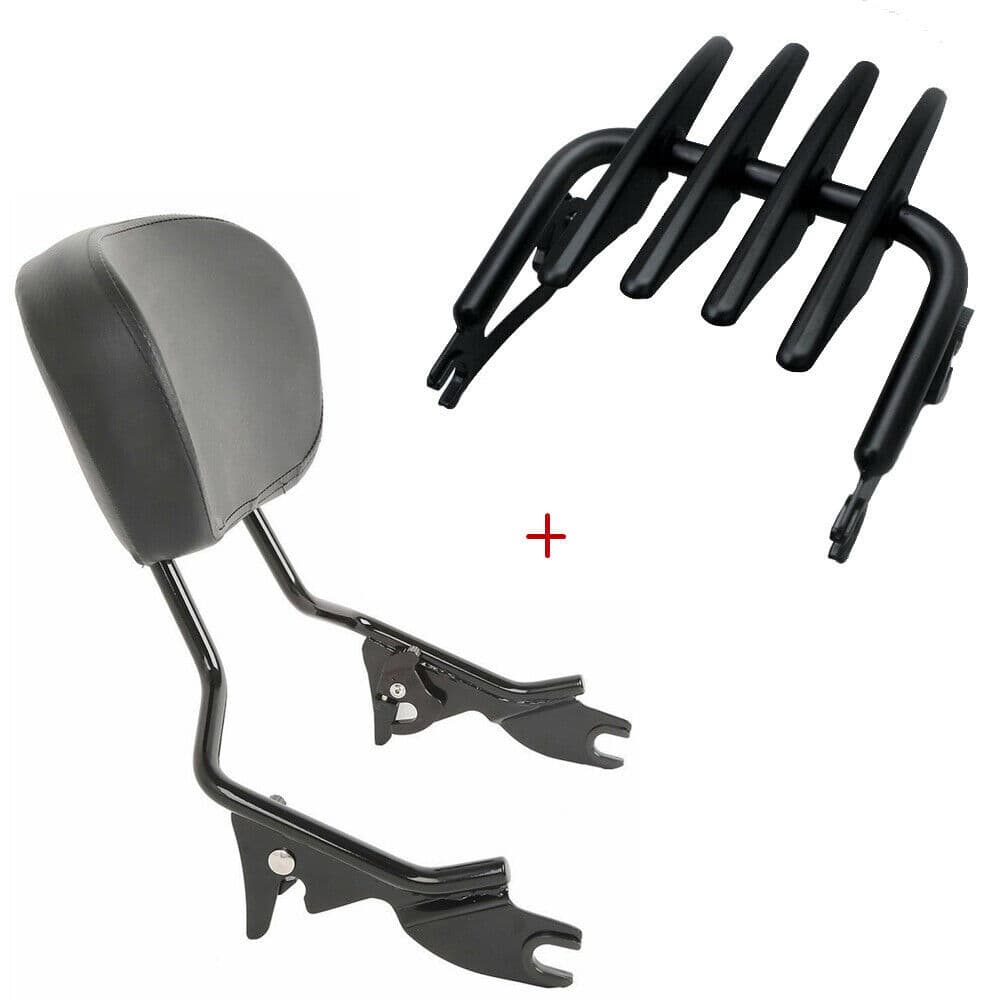 Motorcycle Luggage Rack Rear Rack Backrest Kit Compatible with Harley Touring 14-20 Chrome Black