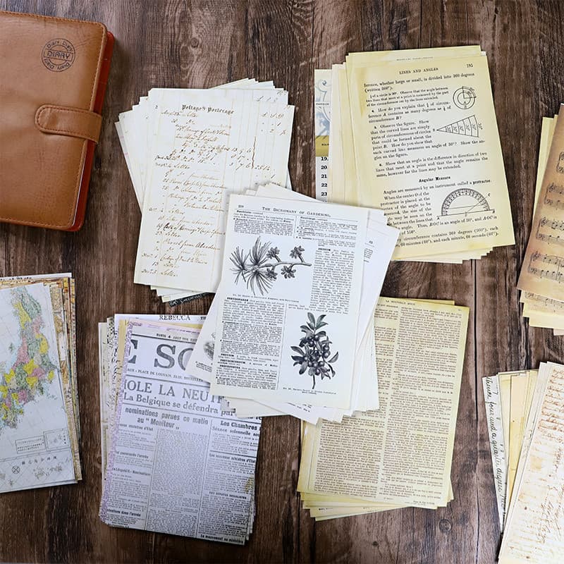 Chenhe light material paper retro old book page series creative journal album retro decoration 8