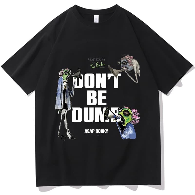 Men's A$AP ROCKY Don't Be Dumb T-Shirt 100 Tops Beach Classic Short Sleeve T-Shirt Sailor Neck Fashion T-Shirt