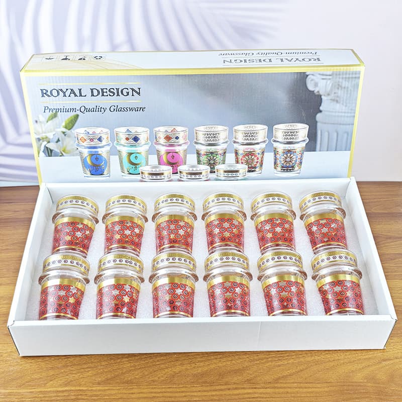 Cross-border Export Morocco Glass Cup 12-Piece Set Middle Eastern Red Tea Cup Arabic Tea Cup Coffee Cup Set